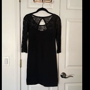 Free people black mini dress with lace detail